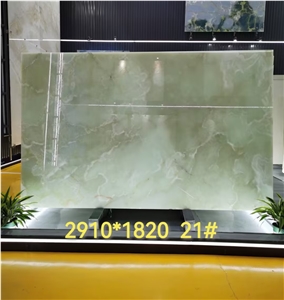 Luxury Natural Stone Luster Bright Green Onyx Slabs