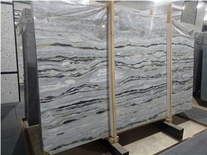 Book Matching Polished Marble Slabs Sky Blue Marble