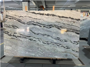 Book Matching Polished Marble Slabs Sky Blue Marble