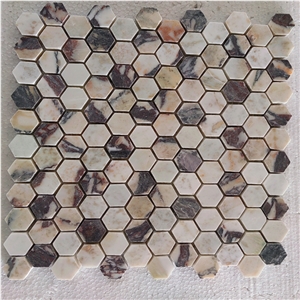 Bvlgari Marble Calacatta Viola Honed Hexagon Mosaic Tiles