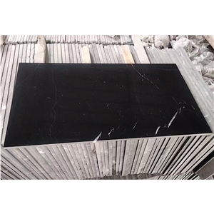 China Black Nero Marquina Marble Less Vein Polished Tile