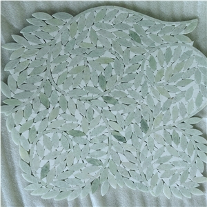 Decorative Art Mosaic Ming Green Marble Leaf Pattern