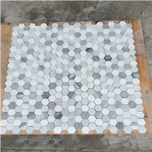 Marmara White Marble Hexagon Mosaic Honed Tiles