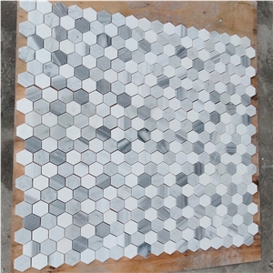 Marmara White Marble Hexagon Mosaic Honed Tiles
