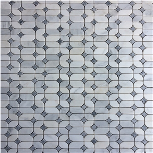 Oriental White With Grey Marble Unique Design Wall Mosaic