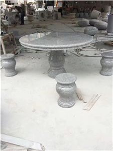 Chengde Green Granite Garden Table, Outdoor Furniture Set