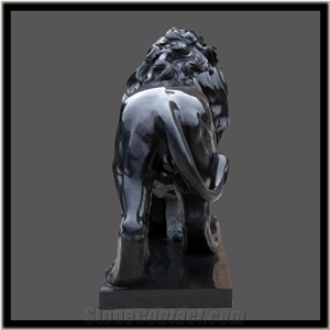 Absolute Black Granite Lion Sculpture