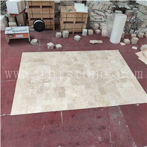 Ivory Travertine French Versaille Pattern Tumbled Tile