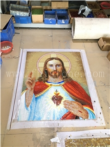 Jesus Christ Glass Mosaic Art Mural For Wall Church Painting