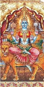 Traditional Religious Gajalakshmi Tanjore Painting Mosaic