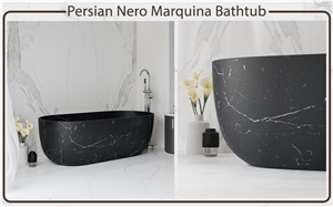 Persian Nero Marquina Black Bathtub , Round & Oval Bathtub