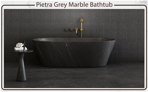 Pietra Grey Marble Bathtub , Round & Oval Bathtub