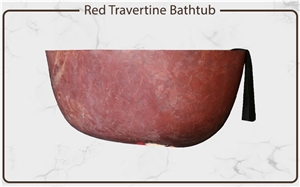 Red Travertine Bathtub , Round & Oval Bathtub