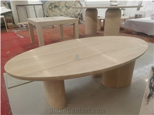 Oval Roman Travertine Coffee/Dinning Table Top