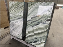 Ice Stone Green Marble Tile Laminated Wih Honeycomb Backing