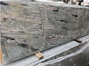 China Nine Dragon Wall Green Granite Polished Slab Tile