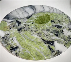 Ice Green Marble Plate Trays Dessert Serving Plate