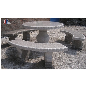 Grey Granite Table Set, Table And Bench, Garden Furniture