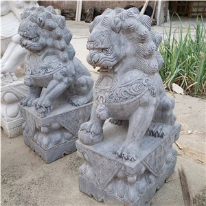 Antique Chinese Style Temple Lion  Sculpture For Landscape