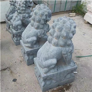 Outdoor  Garden  Blue Limestone Lion Animal Sculpture