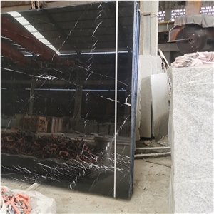 18Mm Thick Nero Marquina Slab Black Marble With White Veins