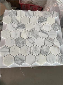 Hexagon Marble Mosaic For Bathroom Flooring Decoration