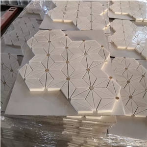 Hexagon Marble Mosaic For Bathroom Flooring Decoration