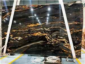 Brazil Golden Silk Granite Slabs Polished Floor Wall