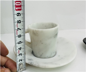 Marble Coffee Cup And Heart-Shaped Saucer For Home Decor