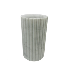 Minimalist White Marble Fluted Vase Home Decor Products