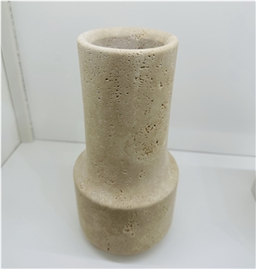 Vintage Beige Travertine Vase Home Decorative Vase