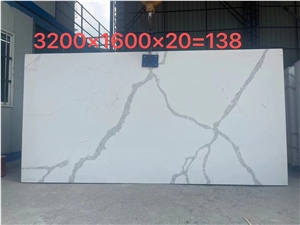 Calacatta Vein White Quartz Big Slab Tile For Project Use