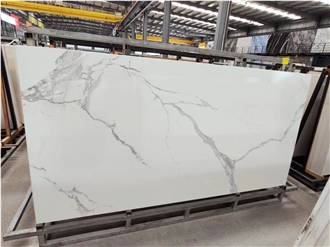 Sintered Stone Slabs Calacatta White Marble Texture