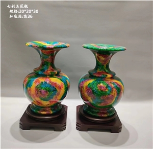 Multicolor Colorful Jade Vase Home Decoration