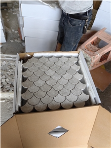 Fish Scale Beige Marble Mosaic Tiles