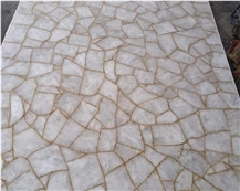 Natural White Crystal Quartz With Gold Leaf Semiprecious Stone Slabs