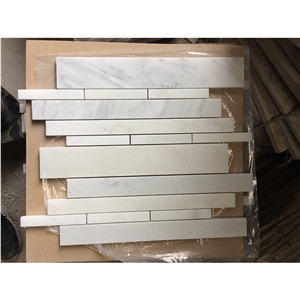 Eastern White/Oriental White Marble Linear Strips Mosaic