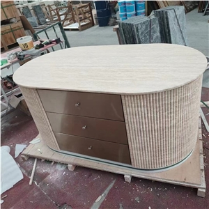 Beige Travertine Stone Furniture Table Top