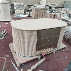 Beige Travertine Stone Furniture Table Top