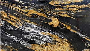 Black Taurus Gold Granite Slabs