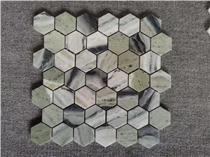China Hexagon Mosaic Tile Green Jade Marble
