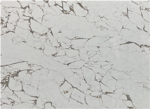 Artificial Stone  White Quartz Slab With Viens Design