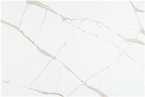 Calacatta Spur White With Brown Texture Artificial Quartz