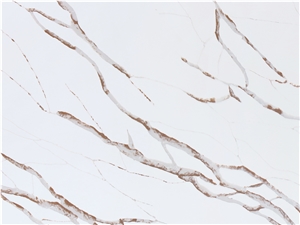 High Quality Calacatta Style Quartz Stone With Red Texture