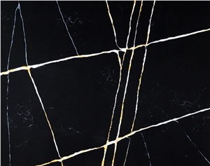 Laurent Black Quartz Tiles Marble Look Engineered Stone