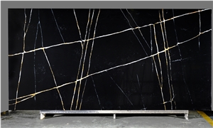 Laurent Black Quartz Tiles Marble Look Engineered Stone