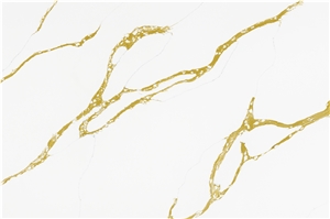 New Design Calacatta White Quartz With Gold Veins