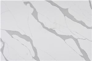 Quartz Slab White Background Slab Grey Veins AQ6017