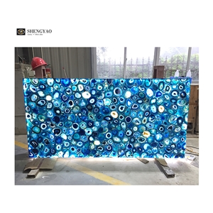 Blue Semiprecious Stone Composite Glass Agate Stone Panel