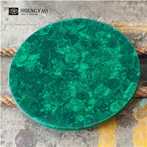 Luxury Green Malachite Semi Precious Stone  Round Table Tops